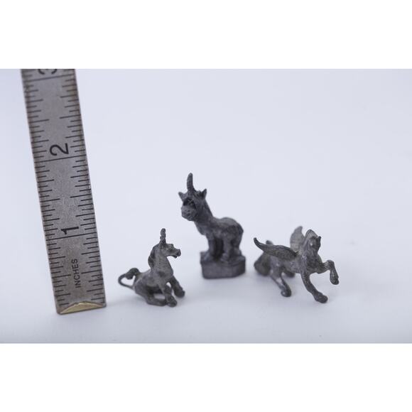 Pegasus, Unicorns, Set Of Three, Pewter, Statue, Miniature, Game Piece, Statuett - Picture 3 of 3